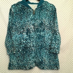 Floral 3/4 Sleeve Full Zip Cotton Jacket